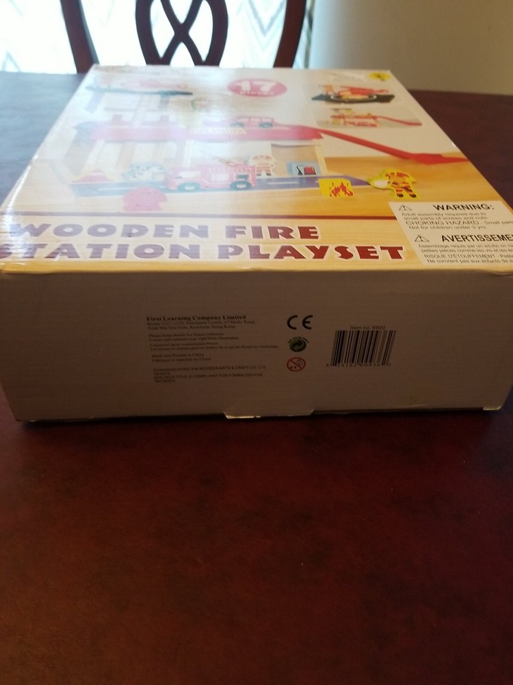 First Learning 17-pc Wooden Fire Station Play Set.