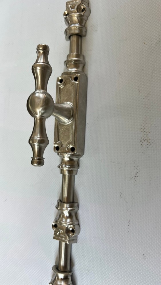 Solid Brass "T"‑Piece Cremone Set 110" (280cm) — Large Knob Version Cut‑to‑Size