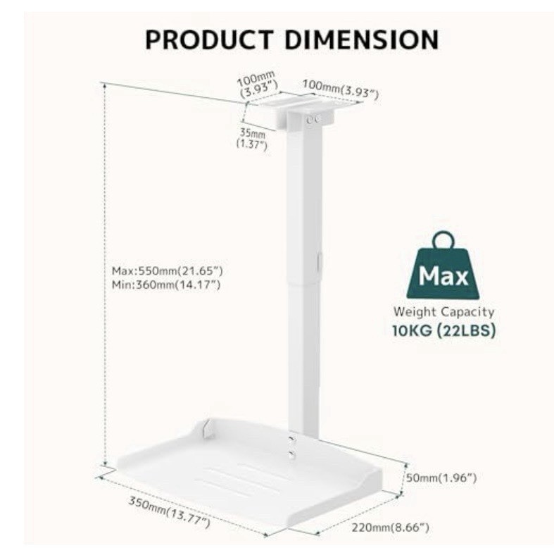 Projector Ceiling Mount with Tray, Adjustable Height Universal Bracket with C...