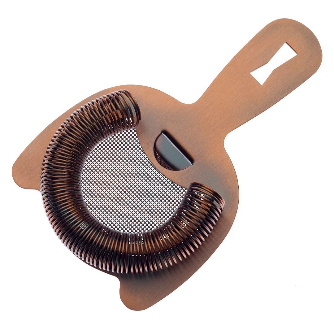 New Mercer Barfly Mixology Gear 6" Fine Mesh Spring Strainer Antique Copper Bar