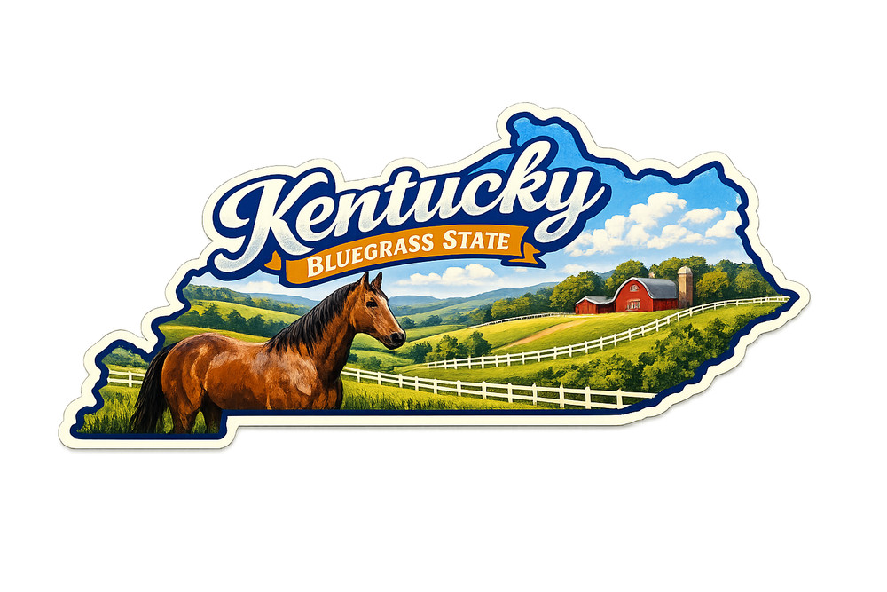 Kentucky Custom State Sticker "Bluegrass State"