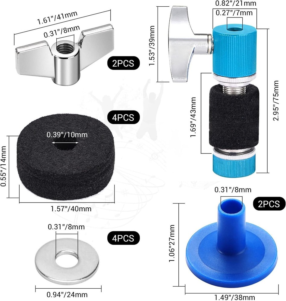 Quality 13PCS Drum Cymbal Accessories - Includes Hi-Hat Clutch & Washers