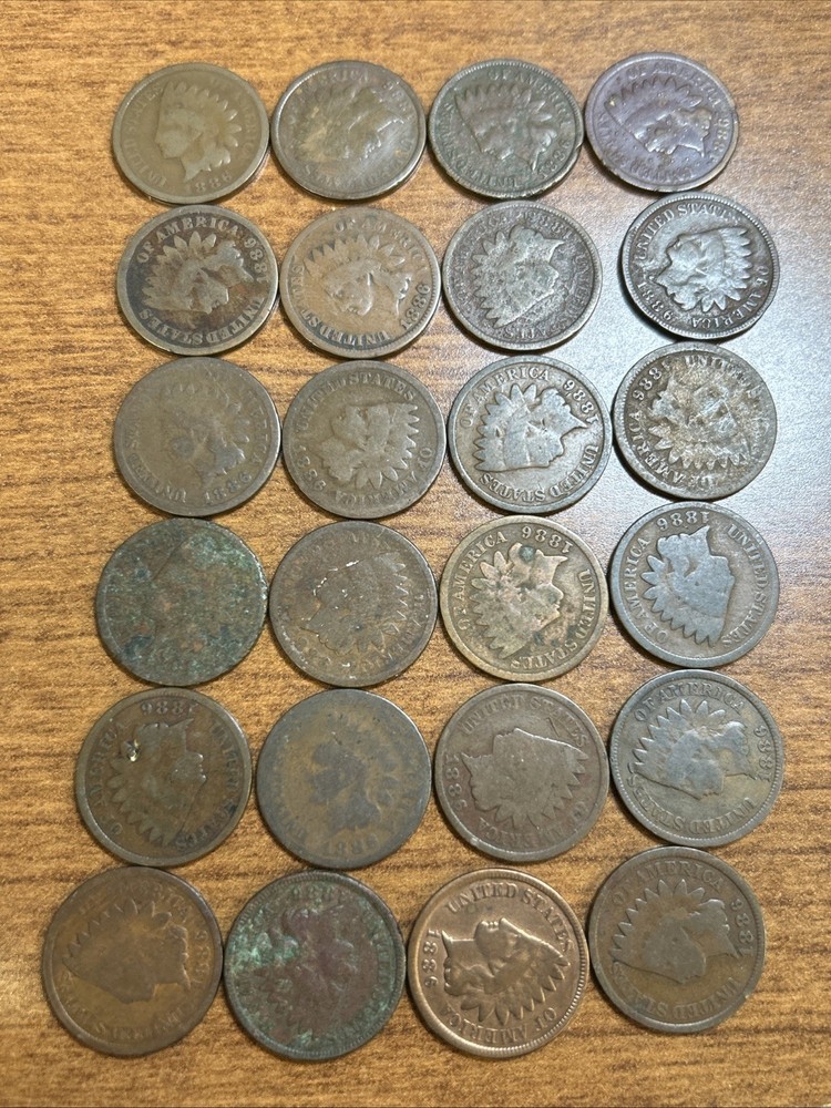 24 x 1886 Indian Head Cents - Mostly Type 2