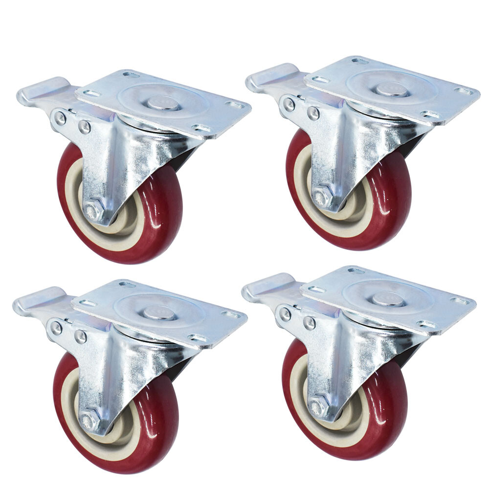 4 Piece 4 Inch Heavy Duty Caster Set Wheels Fits For All Swivel & Brake Casters