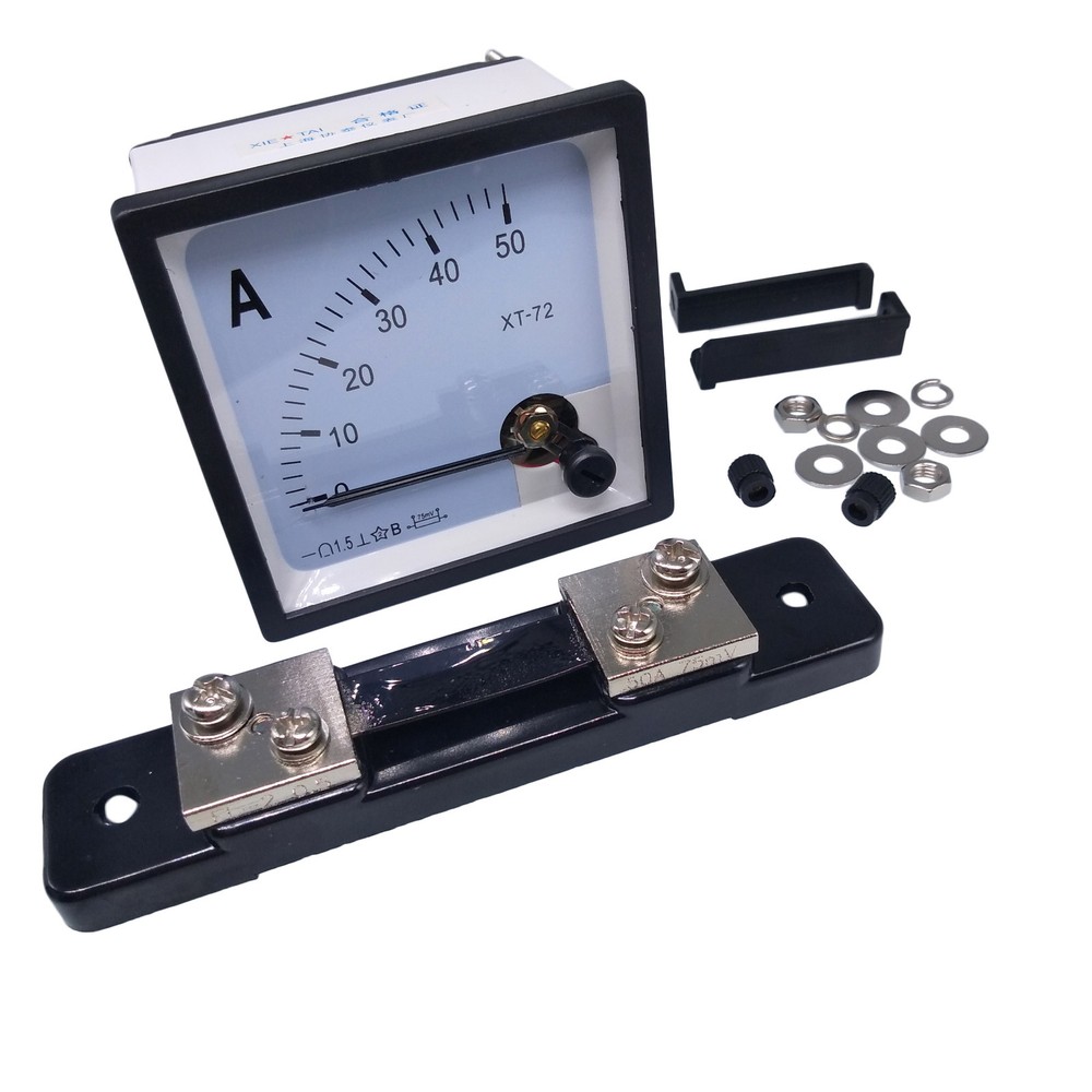 DC 0 ~ 50A Analog AMP Current Needle Panel Meter Ammeter XT-72 & Shunt