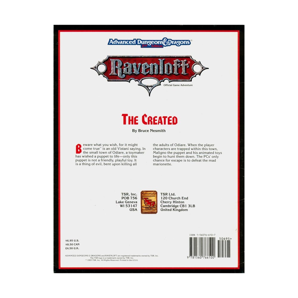 TSR Ravenloft Created VG+