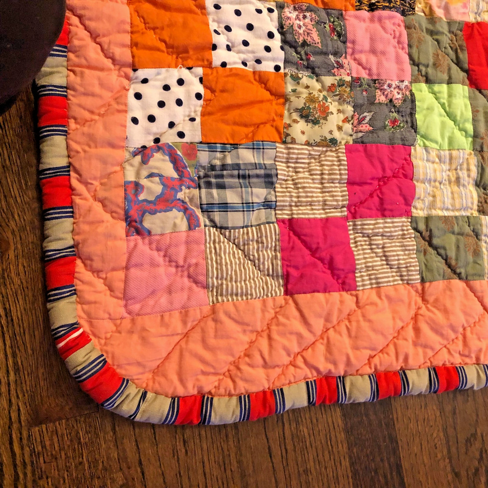 Gorgeous Moslty Hand Stitched Patchwork Quilt 52"x 76"