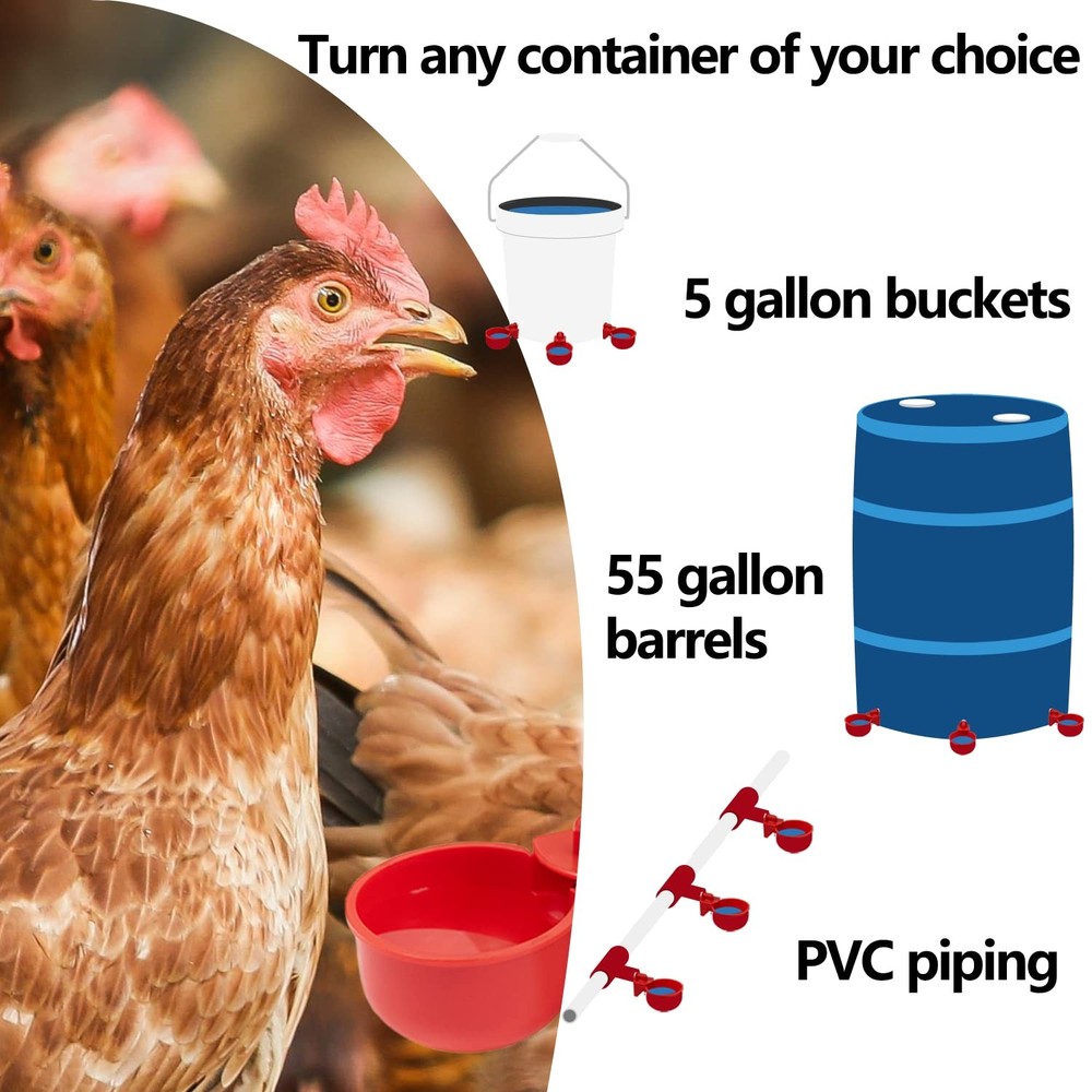 Chicken Waterer Cups 8 Pack Automatic Water for Poultry LANARP...