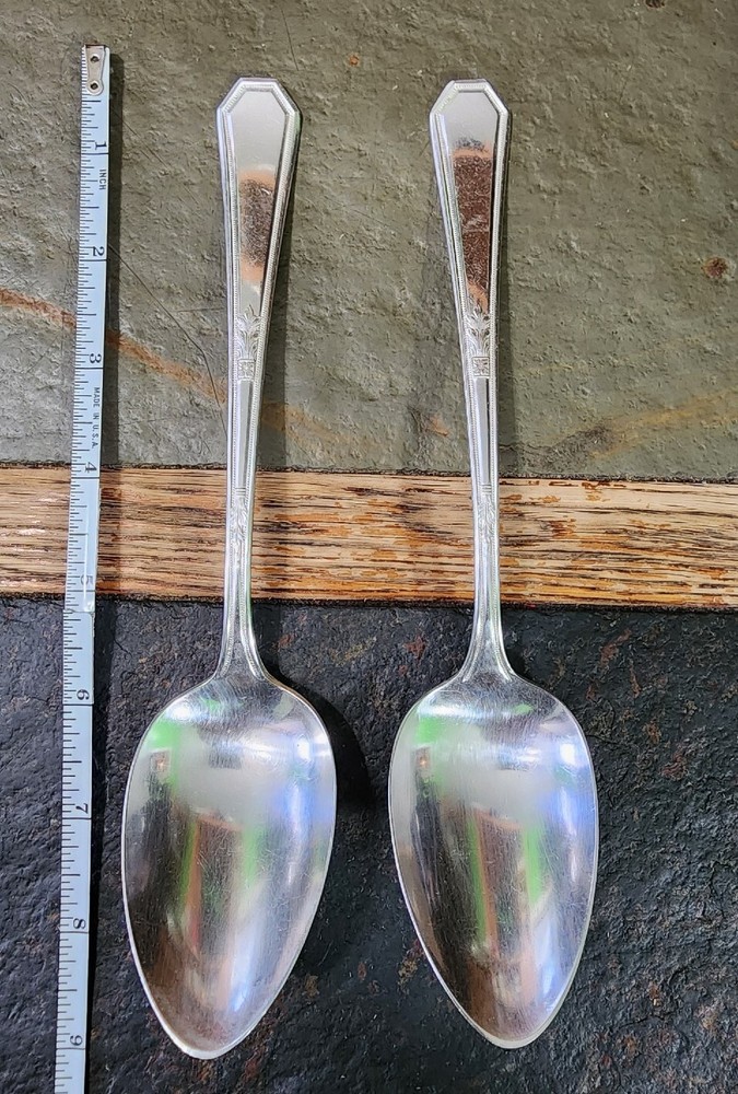 LOT OF 2 c1923 MAYFAIR 🎡🎠 PATTERN SILVERPLATED TABLE SERVING SPOONS 🥄🥄
