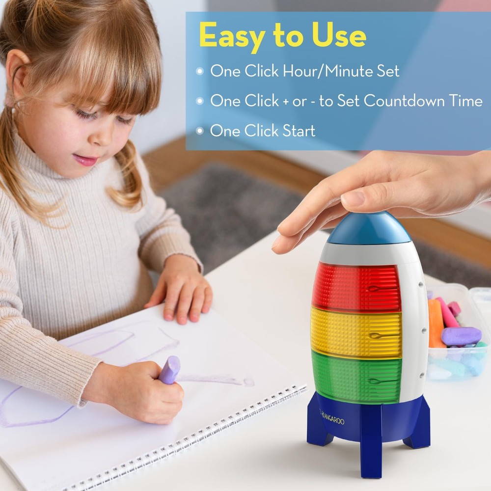 Countdown Timer! Blast Off Visual Timer for Kids with Audio Rocket, 0-24 Hour
