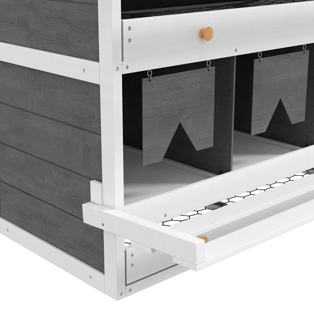 8 Compartments Nesting Boxes for Chickens w/ 2 Egg Collection Trays