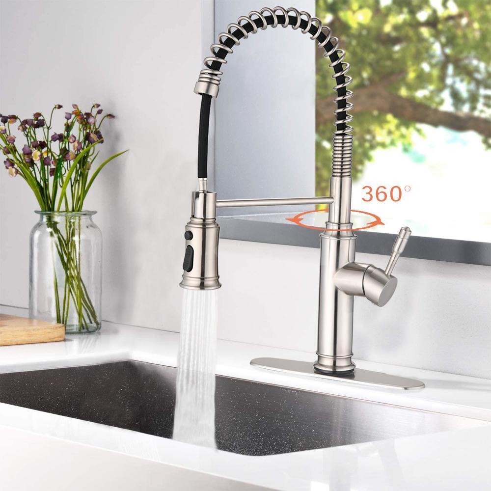 Surface-Mounted Touch Kitchen Faucet with Pull Down Sprayer Brushed Nickel NEW