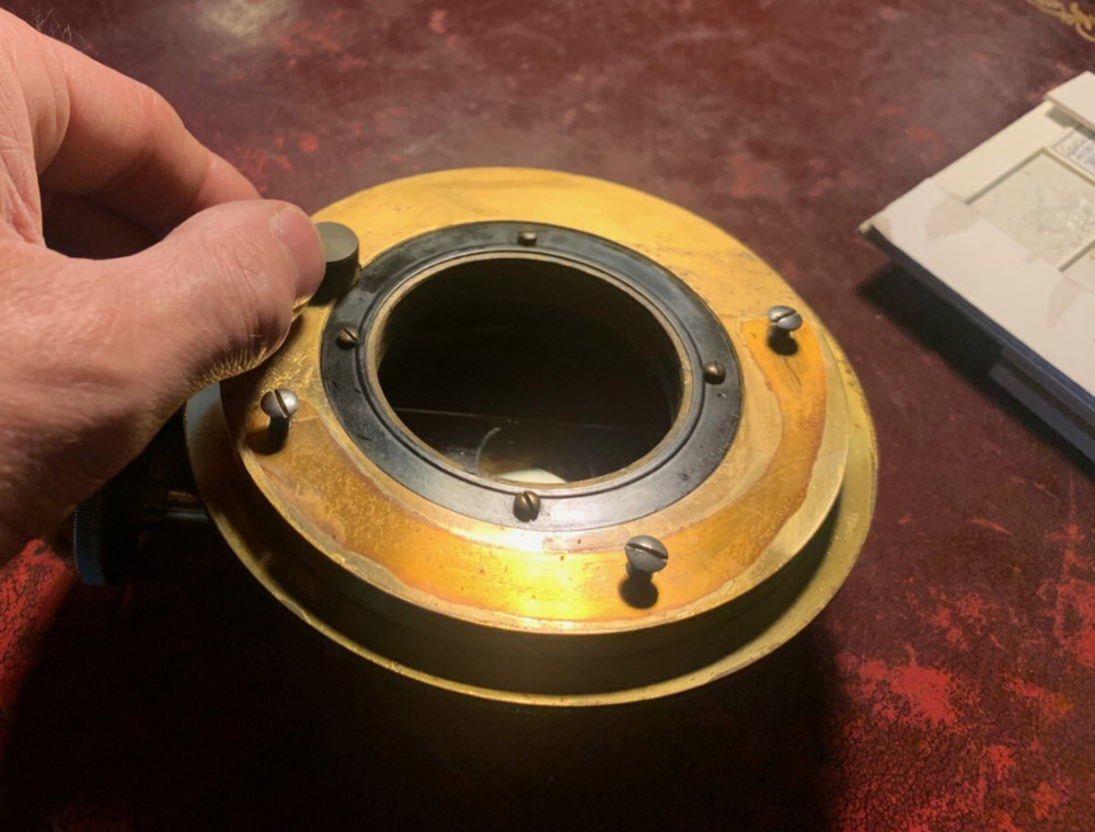 Antique Brass Rotating Mechanical Stage for Watson Van Heurck Microscope c1910