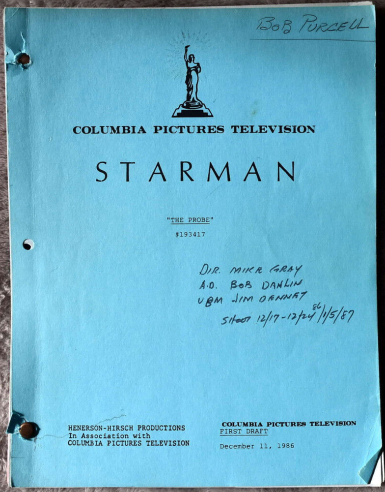 1986 Starman " The Probe " Original Screenplay Script First Draft