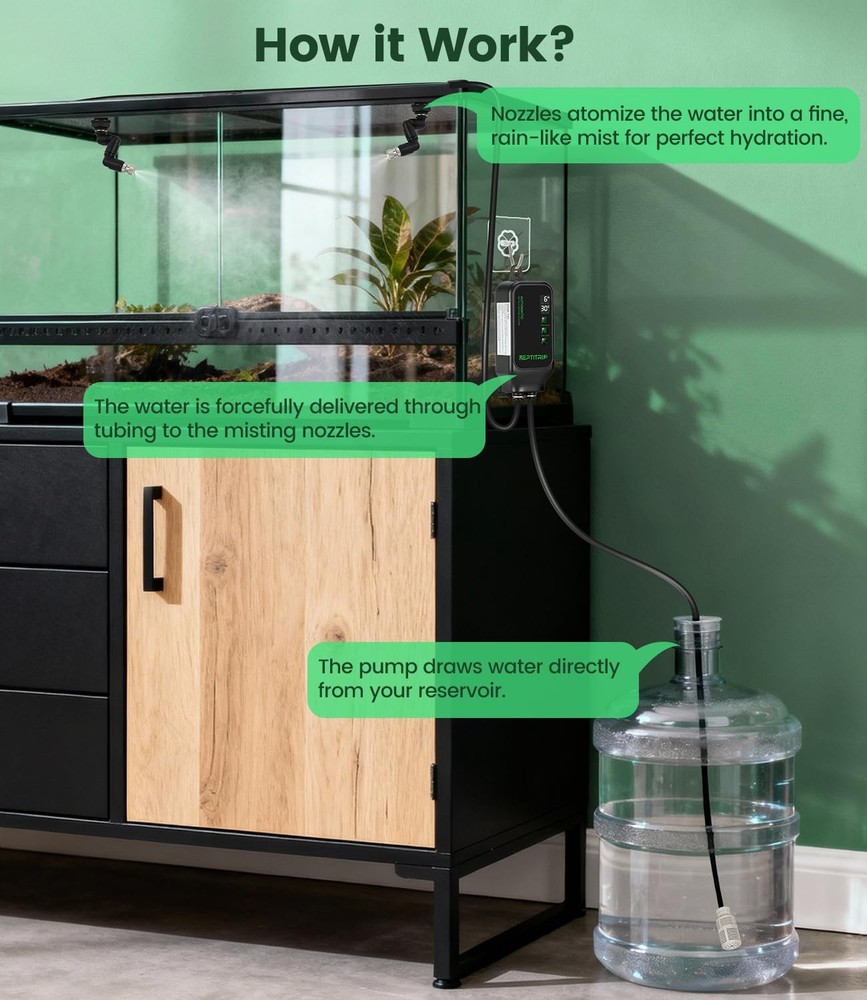 Reptile Mister System with Timer, Reptile Humidifiers Automatic, 360°Adjustab...