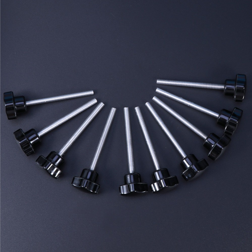 10 PCS M5x60 Hole Five Star Screw Grips Clamping Knobs (Black)