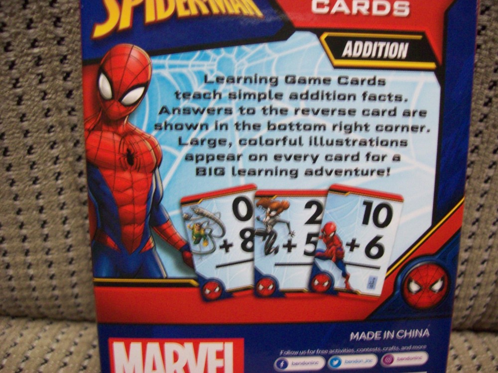 Spider-man 36 Addition Learning Game Colored Flash Cards