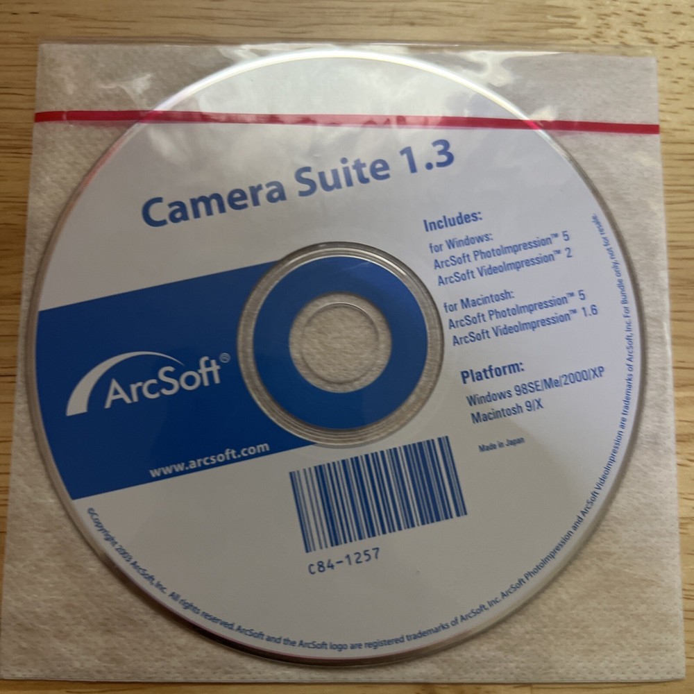 ArcSoft Camera Suite 1.3 For Windows or Macintosh Disc- used