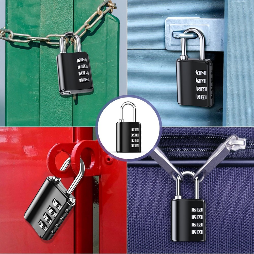 2 Pack Combination Padlock, Gate Lock with Key, 4 Digit Zinc Alloy Combinatio...