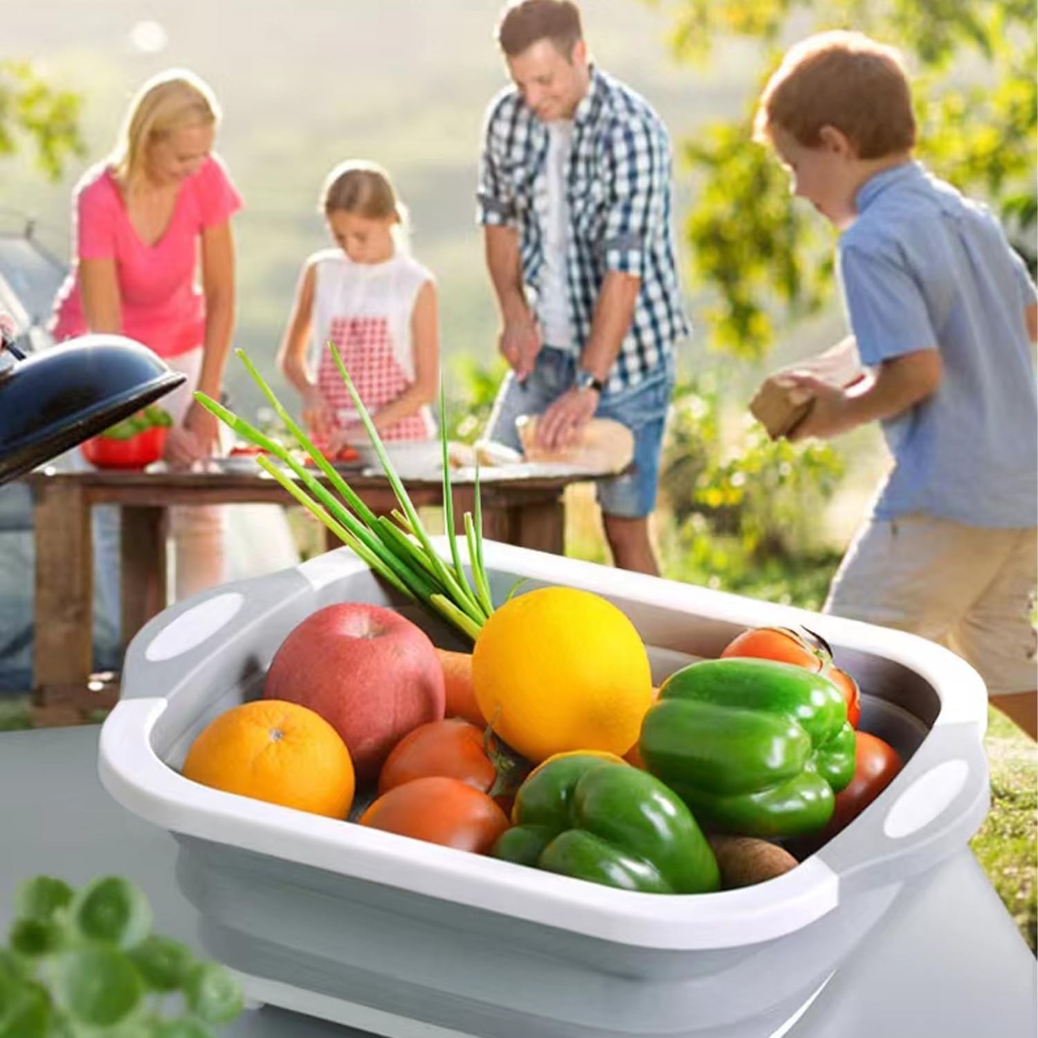 Camping Collapsible Cutting Board Dish Basin BBQ Prep Tub Camp Sink Dish Washing