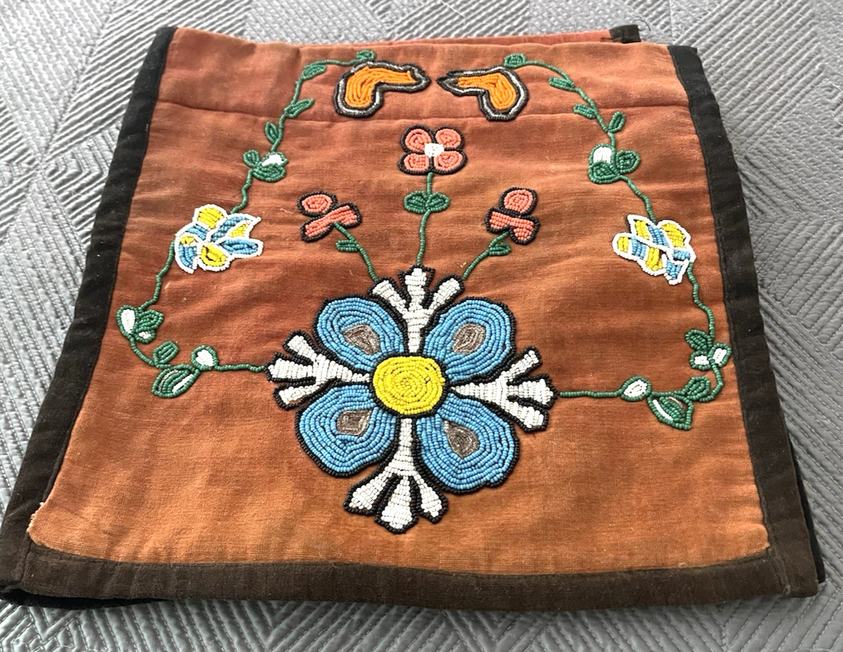 Native American Velvet Victorian Period Beaded Saddle or Saddle Blanket