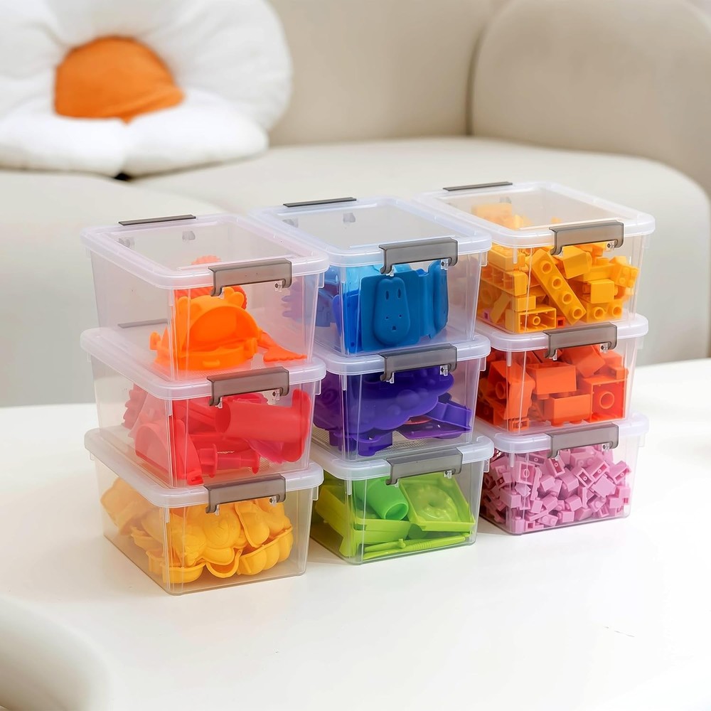 1.3 QT 10 Pack Small Storage Bins Plastic Storage Container Stackable