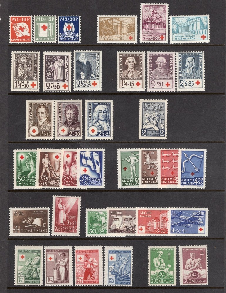 FINLAND MINT NH SEMI POSTAL COLLECTION ALL COMPLETE SETS