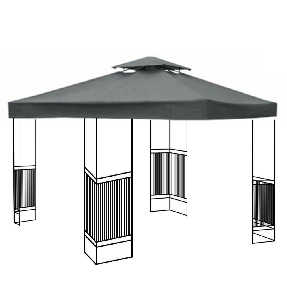 10'x10' Waterproof Gazebo Top Replacement Canopy 1 2Tier UV Sunshade Patio Cover