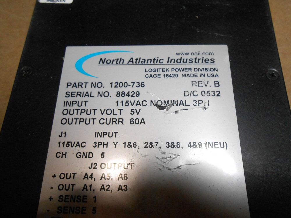 NORTH ATLANTIC 1200-736 POWER SUPPLY