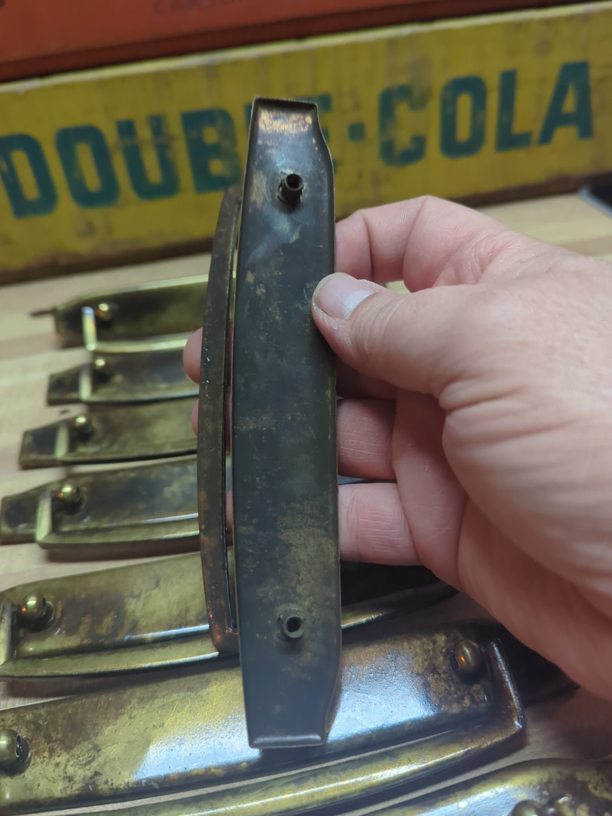 Lot of 8 Vintage Burnished Brass Drawer Pulls, 7" Long