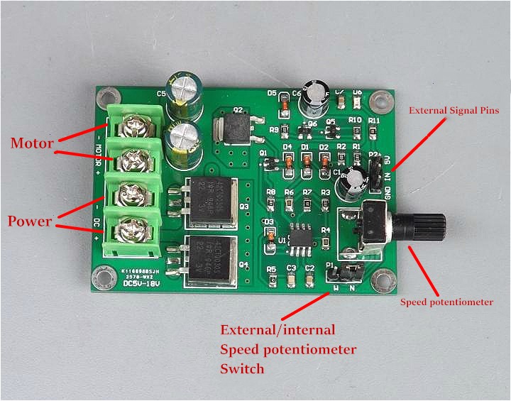DC 5-18V PWM Motor Speed Controller Board Module Adjustment Potentiometer