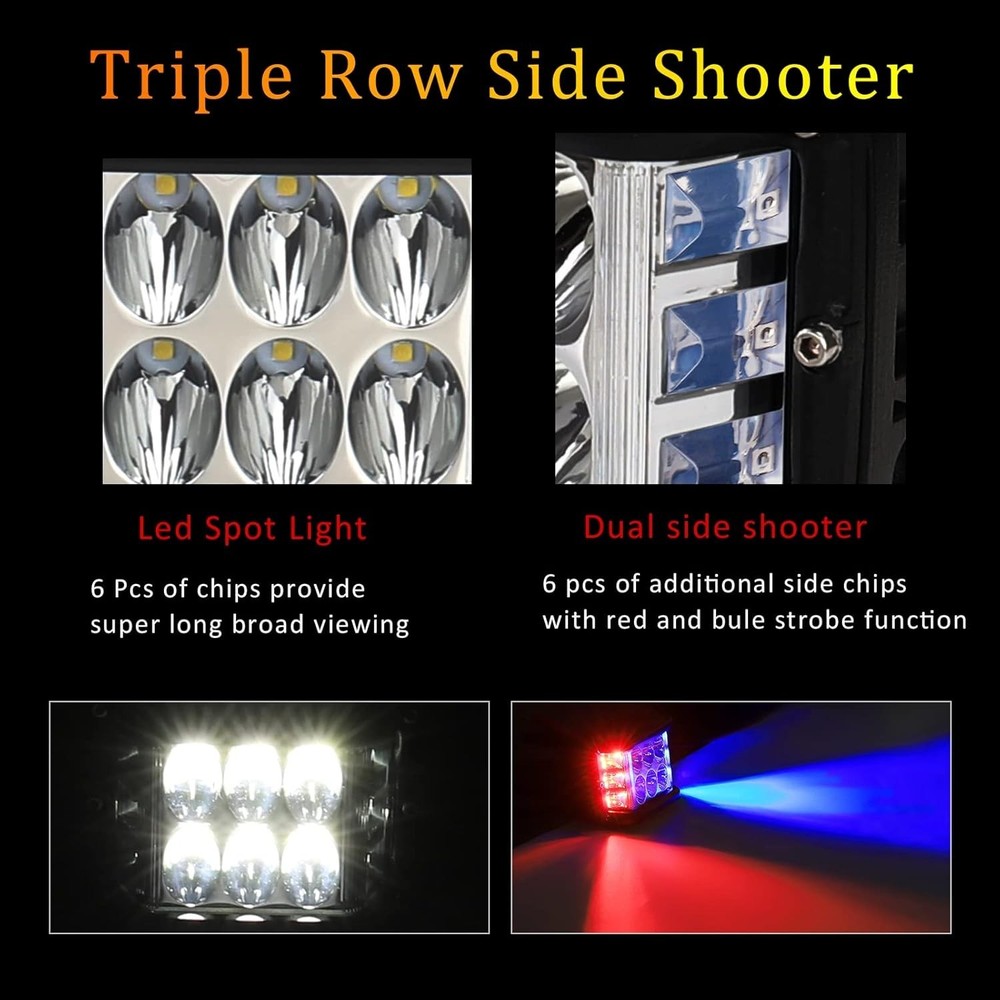 2-Pack 4'' LED Side Shooter Lights with Adjustable Brackets for All Vehicles