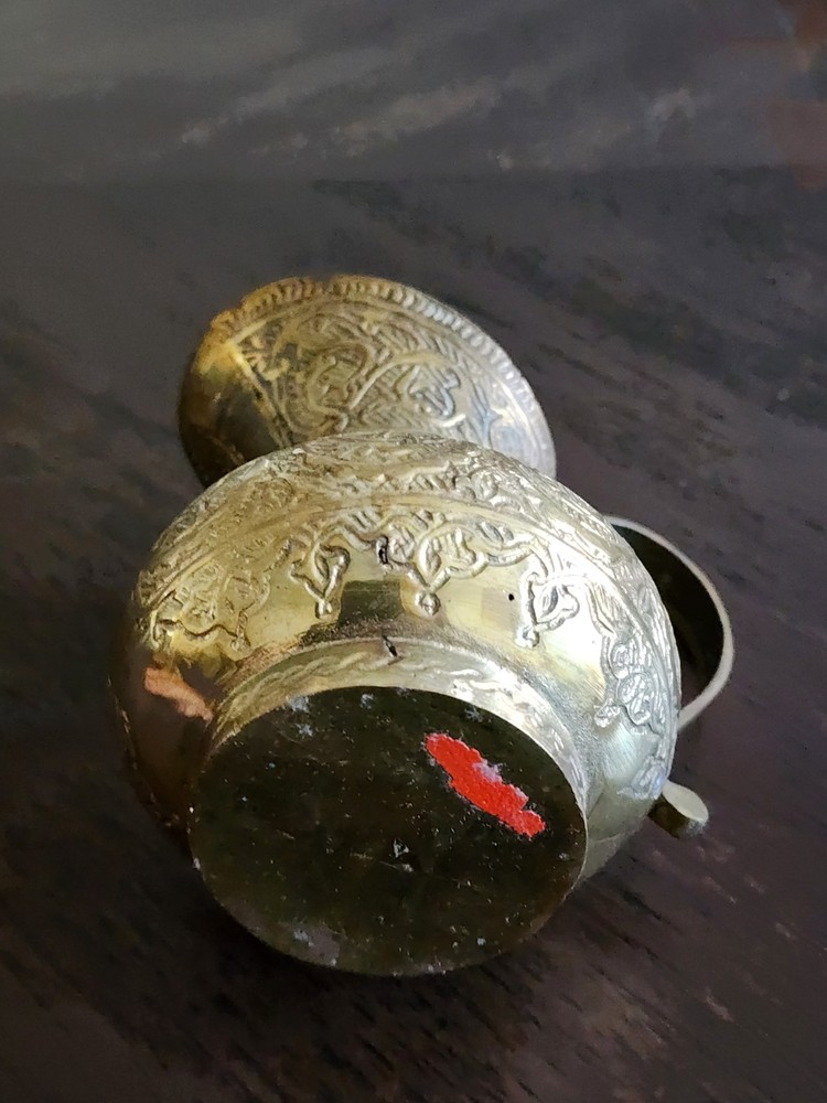 Antique Handmade Engraved Vintage Solid Brass Middle Eastern Pitcher 4.5"