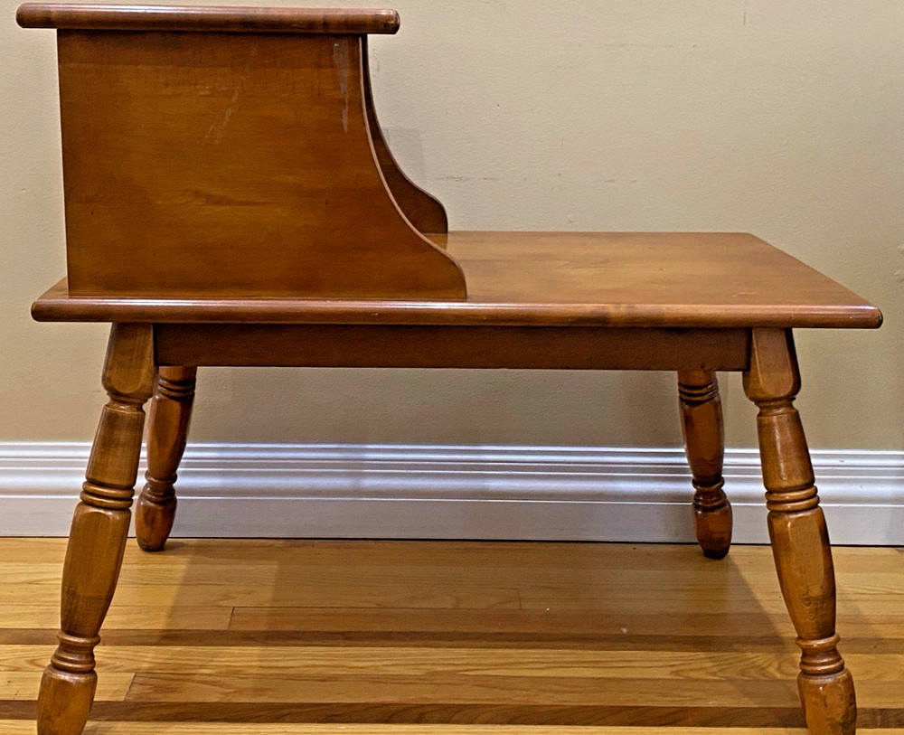Mid Century Solid Oak End Table ~ Two Tiers