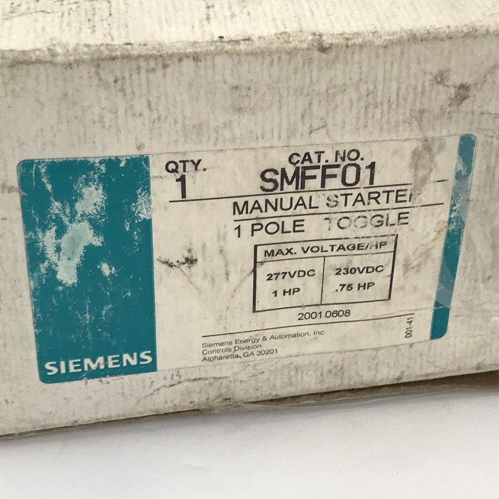 Siemens SMFF01 Manual Starter 1-pole Toggle Starter ~New Surplus~