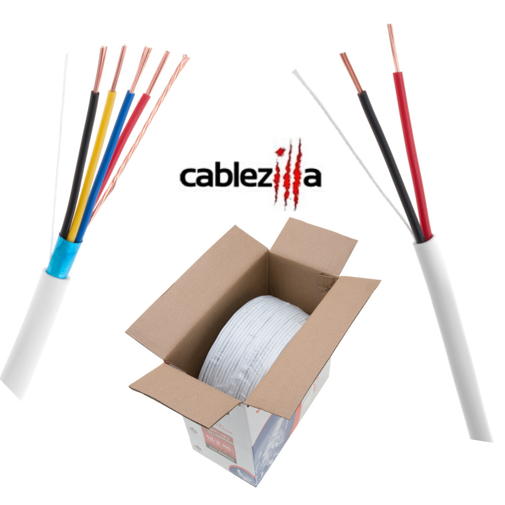 Alarm Security Cable Burglar Fire Wire STRANDED Unshielded/Shielded White 500ft