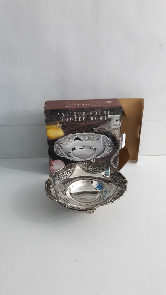 Antique Round Footed bowl Silver Plated