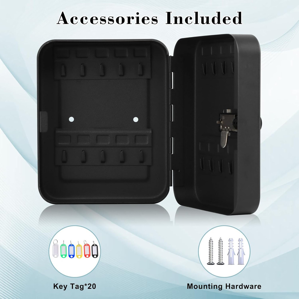 KYODOLED 20 Key Storage Lock Box with Code, Key Cabinet Organizer Wall Mount wit