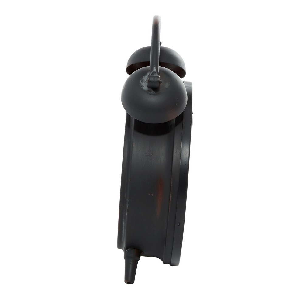 Black Metal Decorative Clock with Bell Style Top