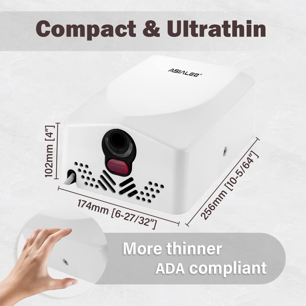 Hand Dryer for Bathroom Commerical, ADA Compliant Thin Automatic Electric Plu...