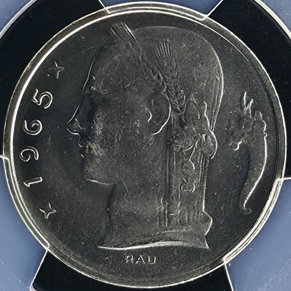 1965 Belgium 5 Francs Dutch Text | PCGS MS64