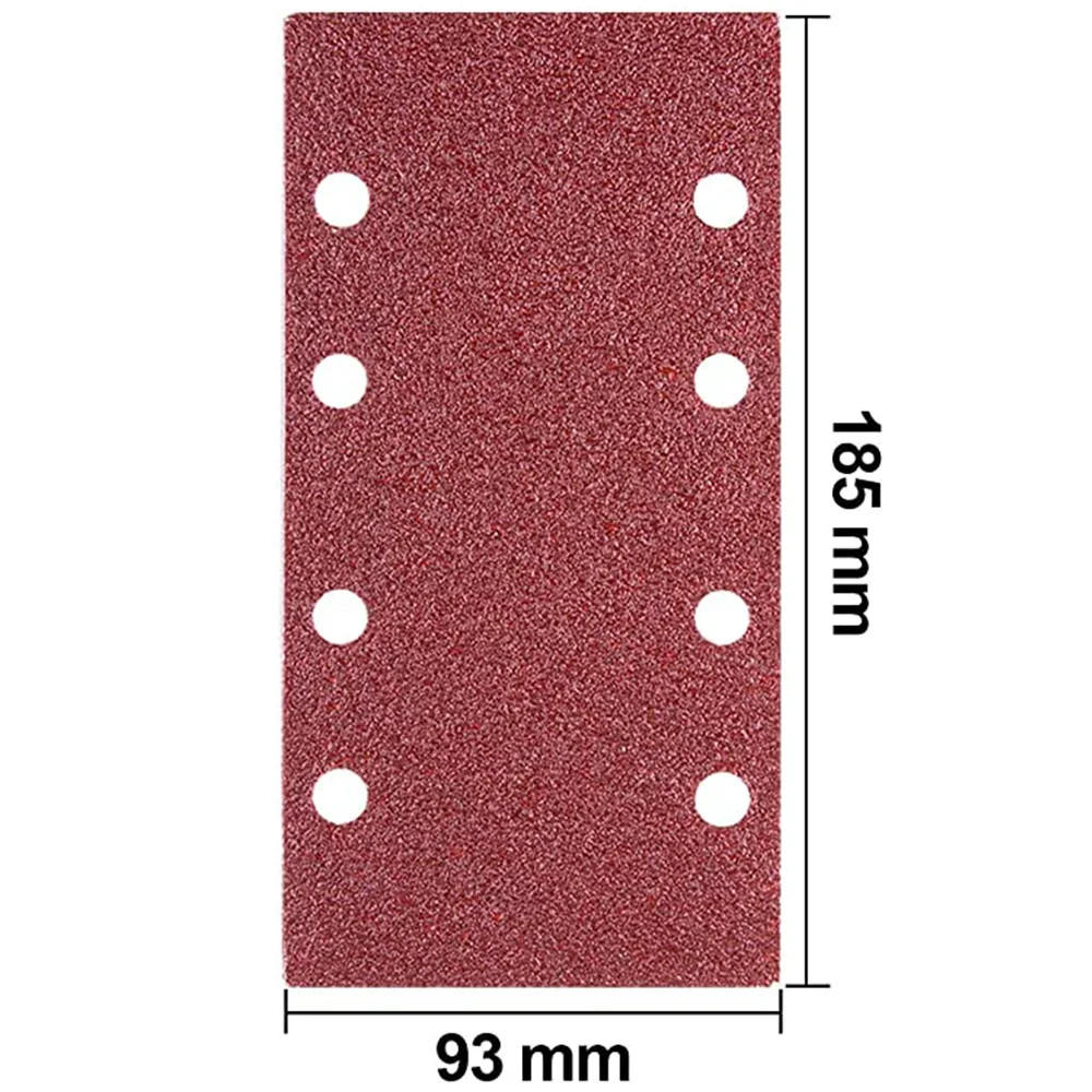 10 Pcs 93 x 185 mm Sanding Sheets 8 Holes Hook and Loop Rectangular Sander Assor