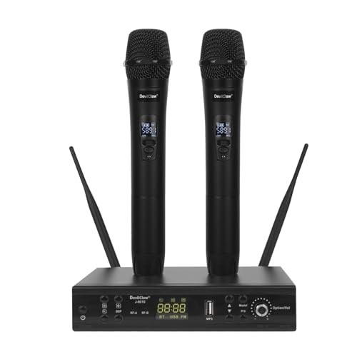Wireless Microphone System, Dual Wireless Mics, Microphone for Singing,