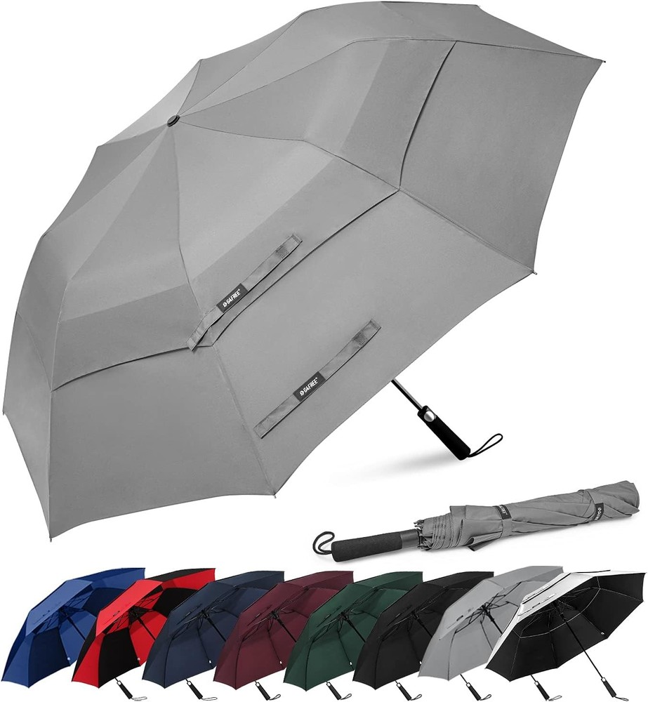 62 Inch Portable Golf Umbrella Large Oversize Double Canopy Vented Windproof