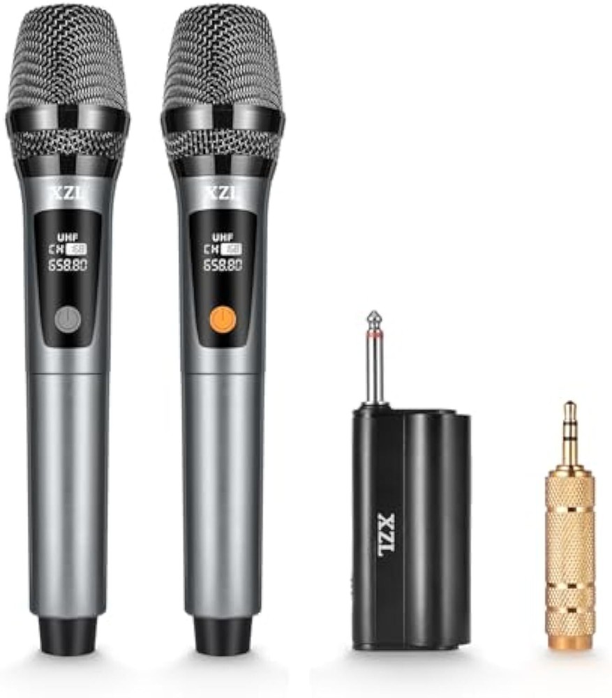 Wireless Microphone Rechargeable Two Cordless Microphones