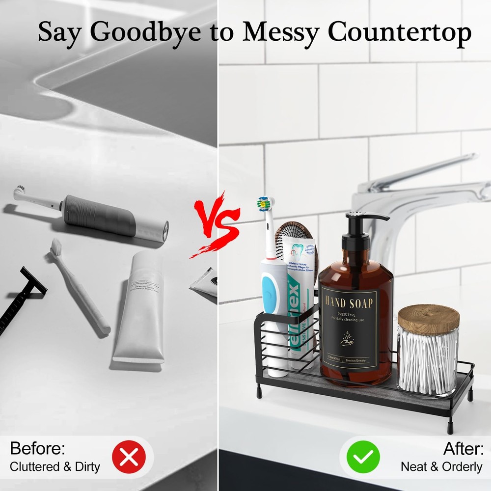 Luxspire Toothbrush Holders, Bathroom Organizer Countertop with Stone Drying ...
