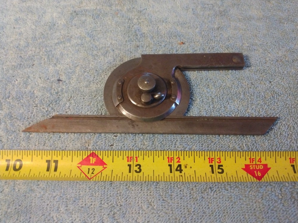 Vintage L.S. Starrett Bevel Protractor  7" Blade