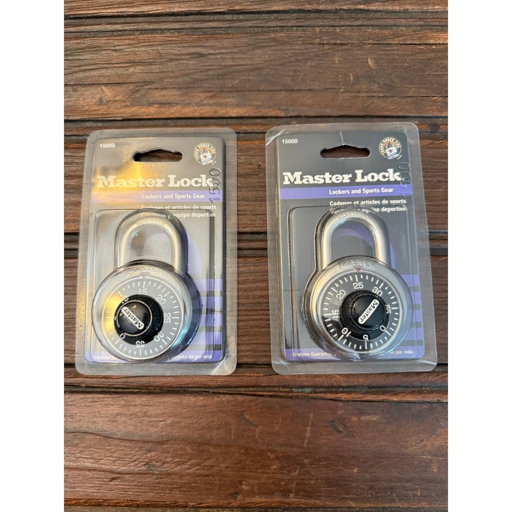 2 Pack Master Lock 1500D Combination Padlock Silver Black Dial School Gym Locker