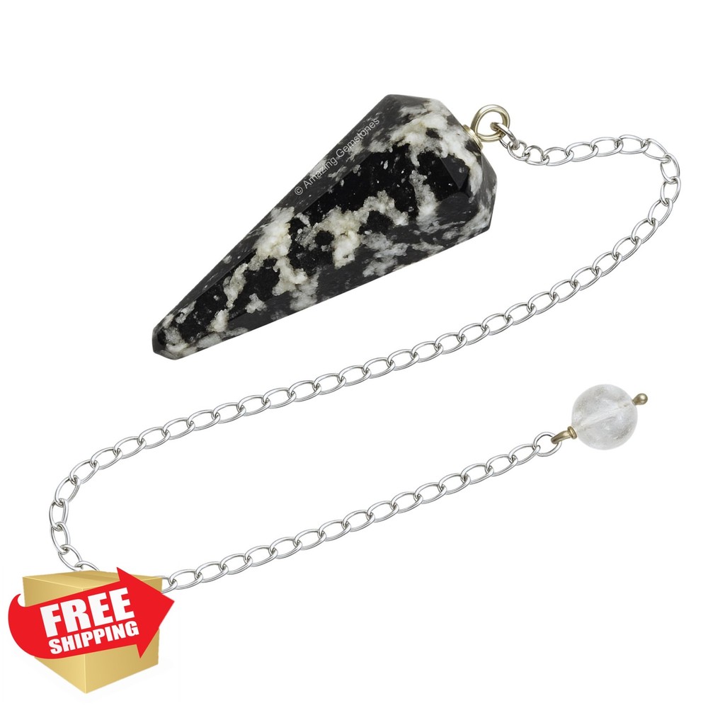 Black White Tourmaline Pendulum Dowsing Crystal Divination Stone