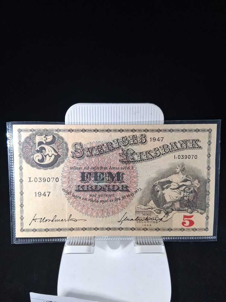 1947 SWEDEN 5 KRONE BANKNOTE